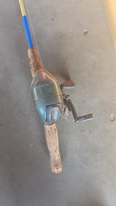 Antique Fiberglass fishing rod and reel