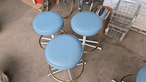 Blue and White swivel stools.