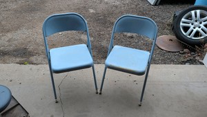 Blue folding chairs