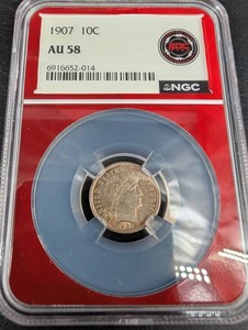 1907 NGC 10C AU 58 Dime