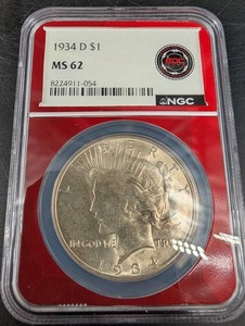 1934-D $1 Peace Dollar - NGC MS 62