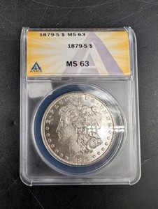 1879-S Morgan Silver Dollar, ANACS MS 63