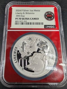2024 P Silver 1 oz Liberty & Britannia Medal NGC PF 70 Ultra Cameo