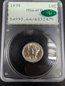1935 Mercury Dime MS64FB