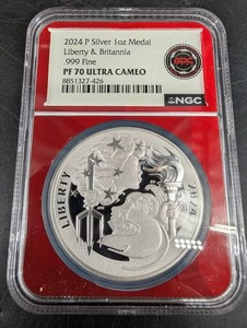 2024 P Silver 1 oz Liberty & Britannia Medal NGC PF70