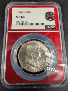 1952-D Franklin Half Dollar, NGC MS64