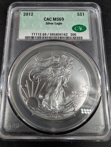 2012 CAC MS69 Silver Eagle $1
