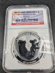 2011 P Australia $1 Koala 1 Oz .999 Silver NGC MS70