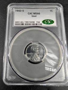 1943-S Lincoln Cent CAC MS66 Steel