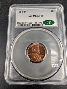 1958-D Lincoln Cent CAC MS63RD