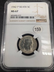 1942 P Silver 5C NGC MS 67