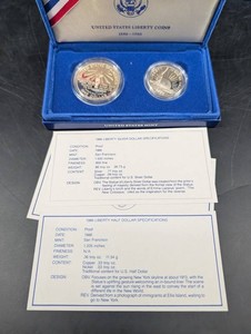 1986 United States Liberty Coins Set - Silver Dollar & Half Dollar