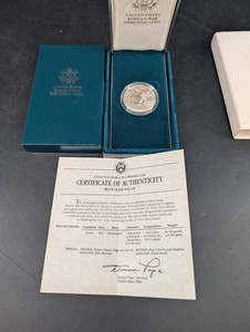 1991 United States Korean War Memorial Proof Silver Dollar