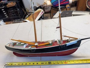 Folk Art Wooden Sailboat Model Miss Margarita Bonita Nautical Decor