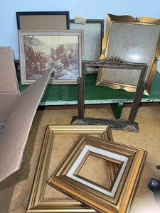 Box Lot of Assorted Picture Frames Wood & Metal 8x10 and Smaller