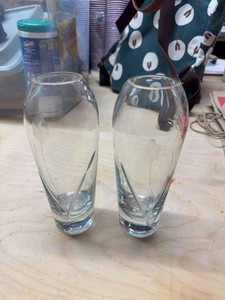 Pair of Vintage Etched Glass Bud Vases Frosted Floral Design