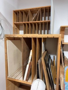 Vintage Wood Mail Sorter Cubby Shelf Organizer Literature Rack