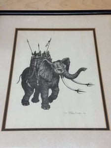 1975 Signed Limited Edition Elephant Print Framed 1150