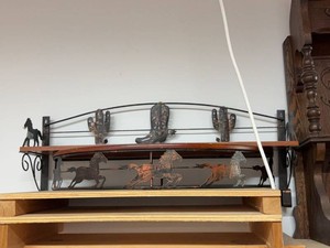 Western Metal Wall Decor Shelf Set Horse Cactus Cowboy Boot Rustic