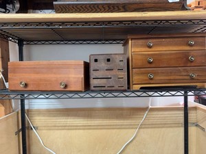 Wooden Desktop Storage Boxes, Drawer Chest & Knife Block Lot