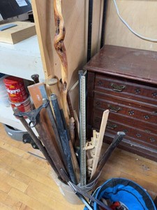 Box Lot of Assorted Architectural Salvage Furniture Parts Wood Metal