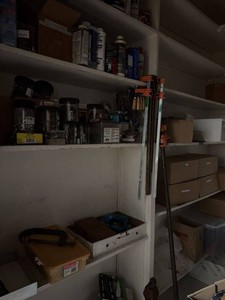 Box Lot of Assorted Workshop Hardware, Clamps & Shop Supplies
