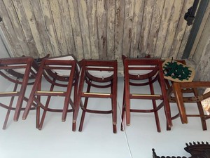 Assorted Wooden Bar Stools Upholstered & Woven Seat Styles