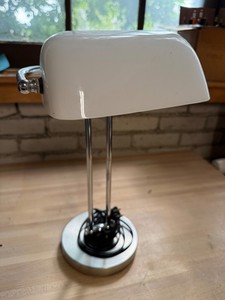 White & Chrome Adjustable Desk Lamp With CFL Bulb