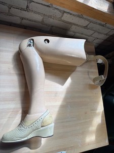 Vintage Womens Above-Knee Prosthetic Leg with Shoe  Medical Prosthesis Display