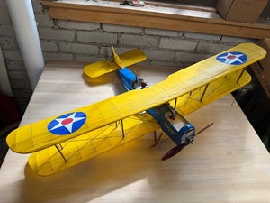 US Navy 213 Wooden Biplane Aircraft Display Model