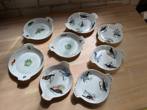 Decorative Bird & Vegetable Small Plates (Lot of 8)