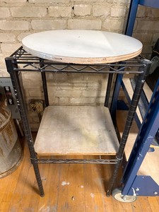 Three-Tier Utility Shelving Cart With Round Wood Top
