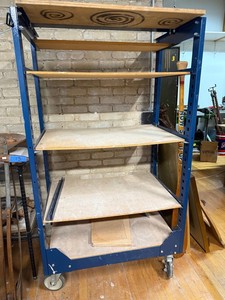 Rolling Steel Shelving Cart With 5 Wood Shelves