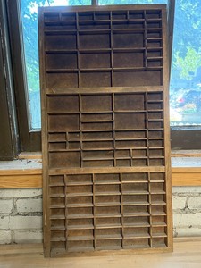 Vintage Wooden 21-Compartment Mail Sorter
