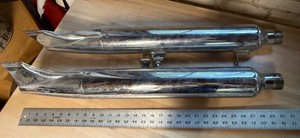 Chrome Fishtail Motorcycle Exhaust Pipes Pair
