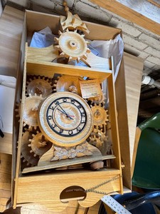 Vintage Wooden Antique Gear Clock Reproduction - Wesley P. Glewwe