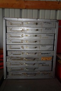 Metal Storage Cabinet with Assorted Hardware