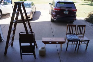 Wood Ladder, Folding Chair, Chairs and Table