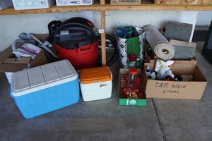 Coolers, Shop Vac, Bird Feeders, Car Wash Supplies, Dollys