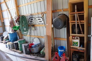Floor Jacks, Oil, Feed Buckets, Air Tank, Mail Boxes, Saws