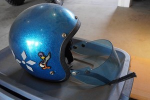Vintage Blue Glitter Open Face Helmet