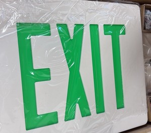 Exit sign still in box