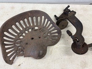 Vintage Tractor seat with drill press