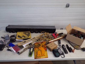 Lot with Tools,  Sidewalk Drain, Work Light and more see pics