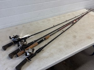 4 Fishing Rods and 3 Reels