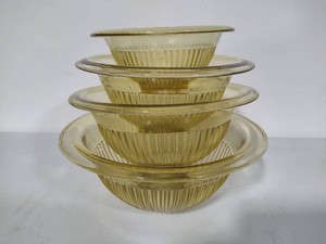 Rare Federal Glass Golden Glow Nesting Mixing Bowl Set
