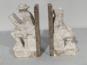 Don Quixote & Sancho Panza Hand Carved Stone Book Ends