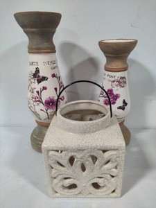 Crackle Glazed Candle Lantern & Pillar Holders