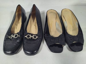 Salvadore Ferragamo Alligator Embossed Loafers & Leather Bow Slip-On Shoes (Size 8)