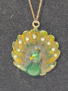 Vintage Peacock Pendant wGF 120 12K Chain